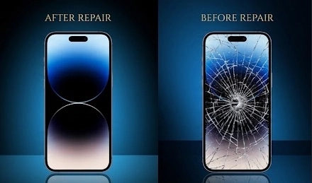iPhone and Samsung phone screen repair before and after in San Antonio